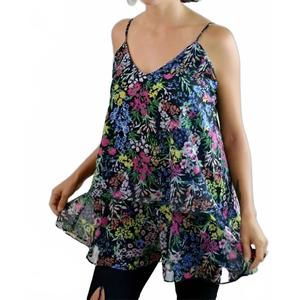 NEW LLOVE floral babydoll tank top in black floral